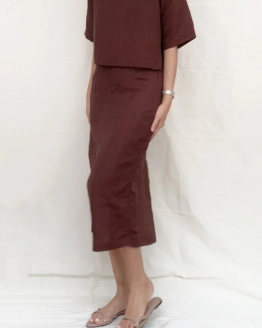 Image of Vera Skirt 100% Natural Fiber Linen Viscose Women Basic Casual