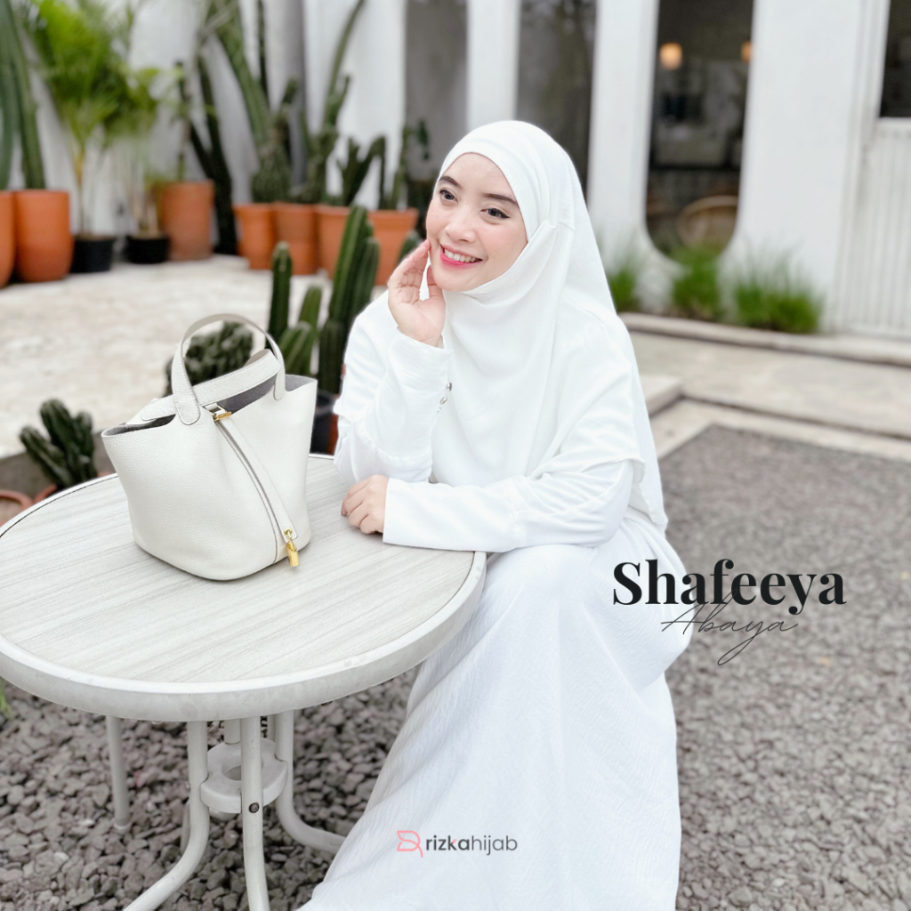 RIZKA HIJAB New Shafeeya Abaya Set French Khimar Gamis Syar'i Turkey Arab Umroh Haji Crinkle Mewah