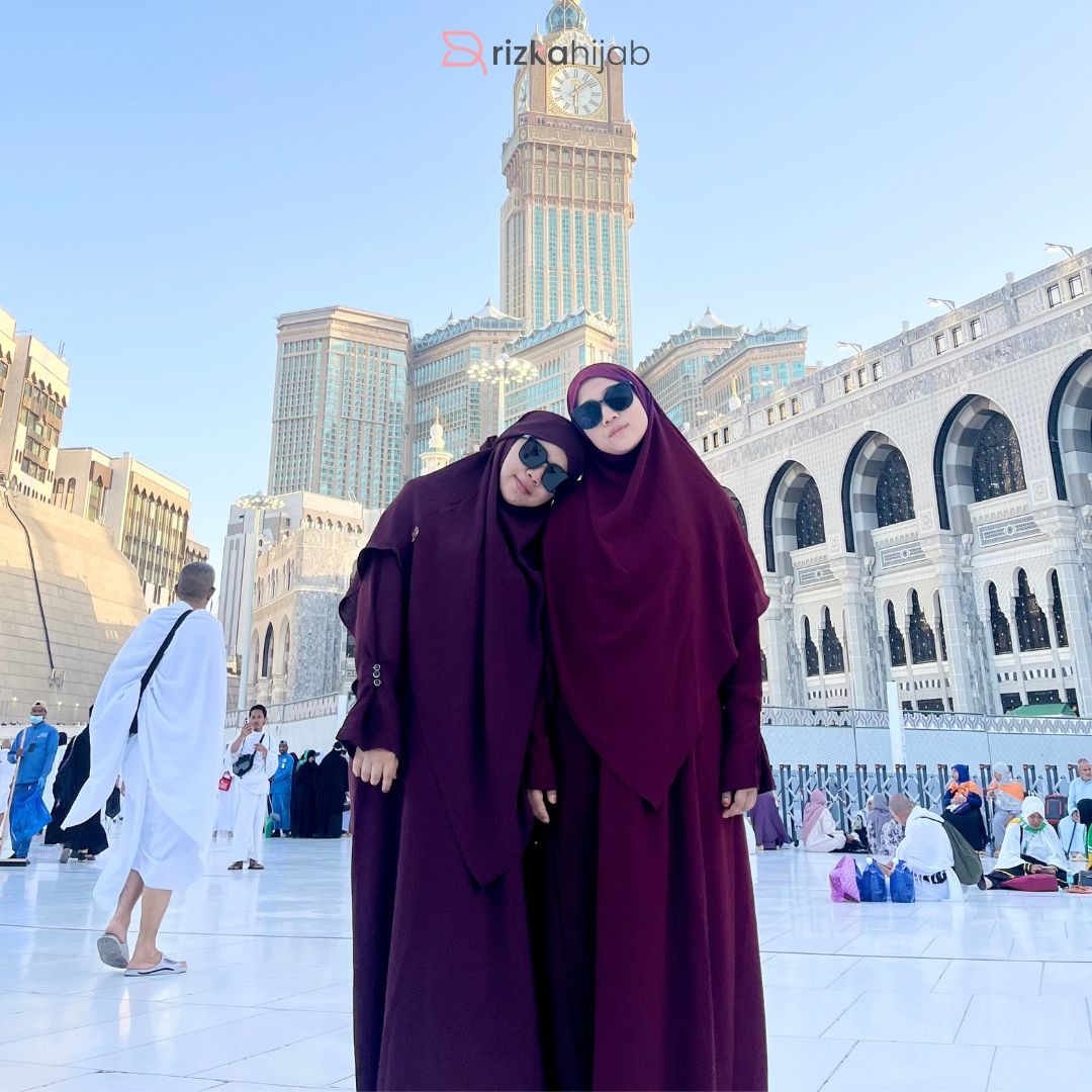 RIZKA HIJAB New Shafeeya Abaya Set French Khimar Gamis Syar'i Turkey Arab Umroh Haji Crinkle Mewah