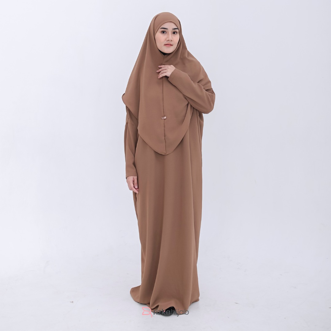 RIZKA HIJAB Mecca Set Abaya Bergo Khimar Gamis Syar'i Crinckle Adem Polos Arab Umroh Haji