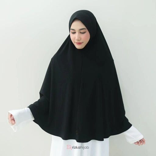 Image of RIZKA HIJAB Liza Bergo Syar'i Big Jersey Instan Premium Dagu Polos Arab Umroh Haji