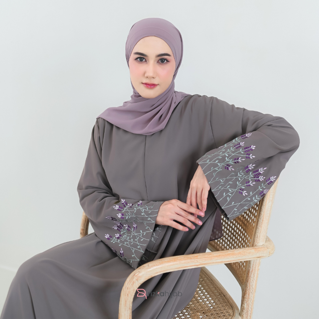 RIZKA HIJAB Janette Abaya Bordir Tangan Dubai Gamis Hitam Mewah Hokaido Arabian Turkey Umroh Haji