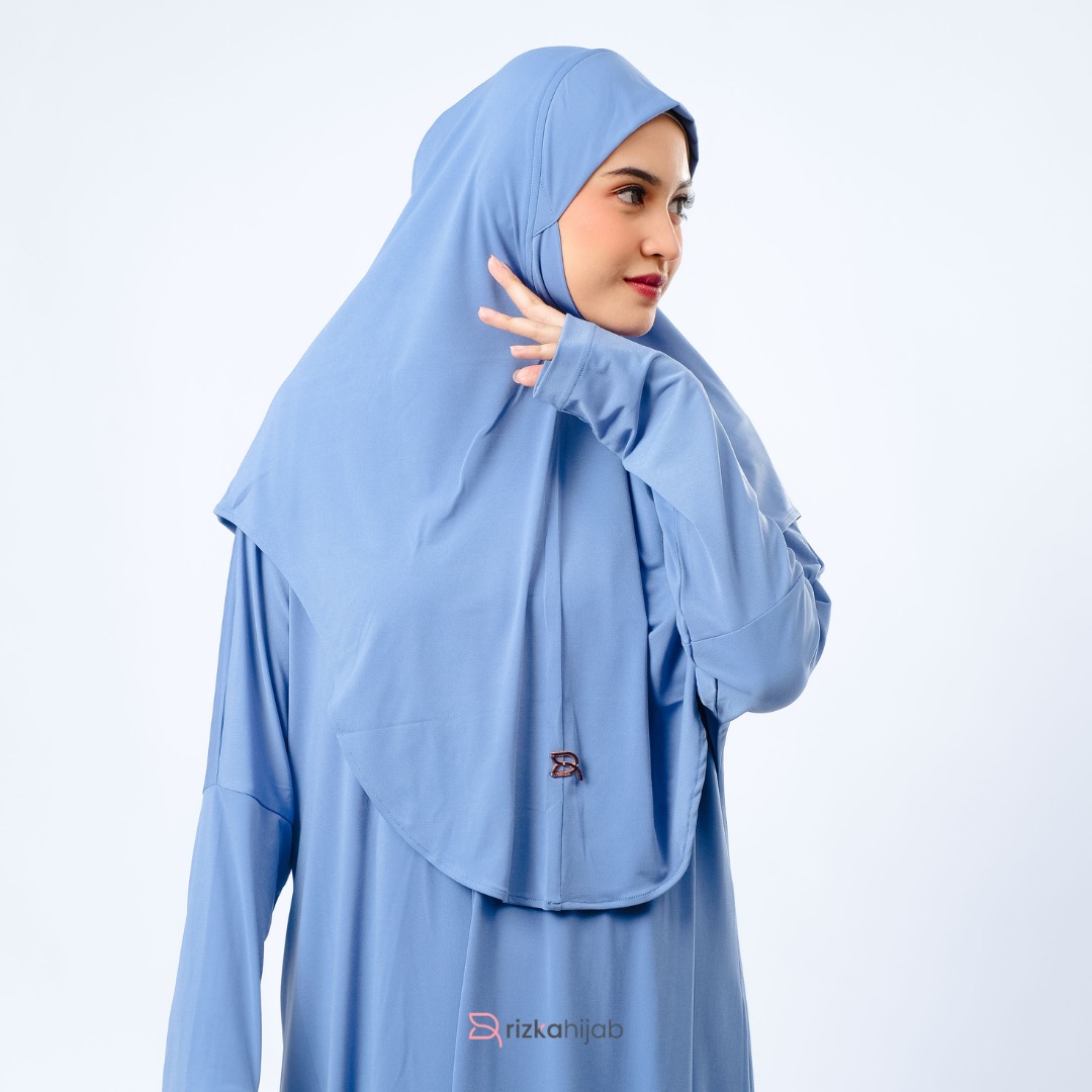 RIZKA HIJAB Raline Abaya Jersey Premium Tebal Set Bergo Gamis Wanita Syari Muslim Arab Umrah Haji