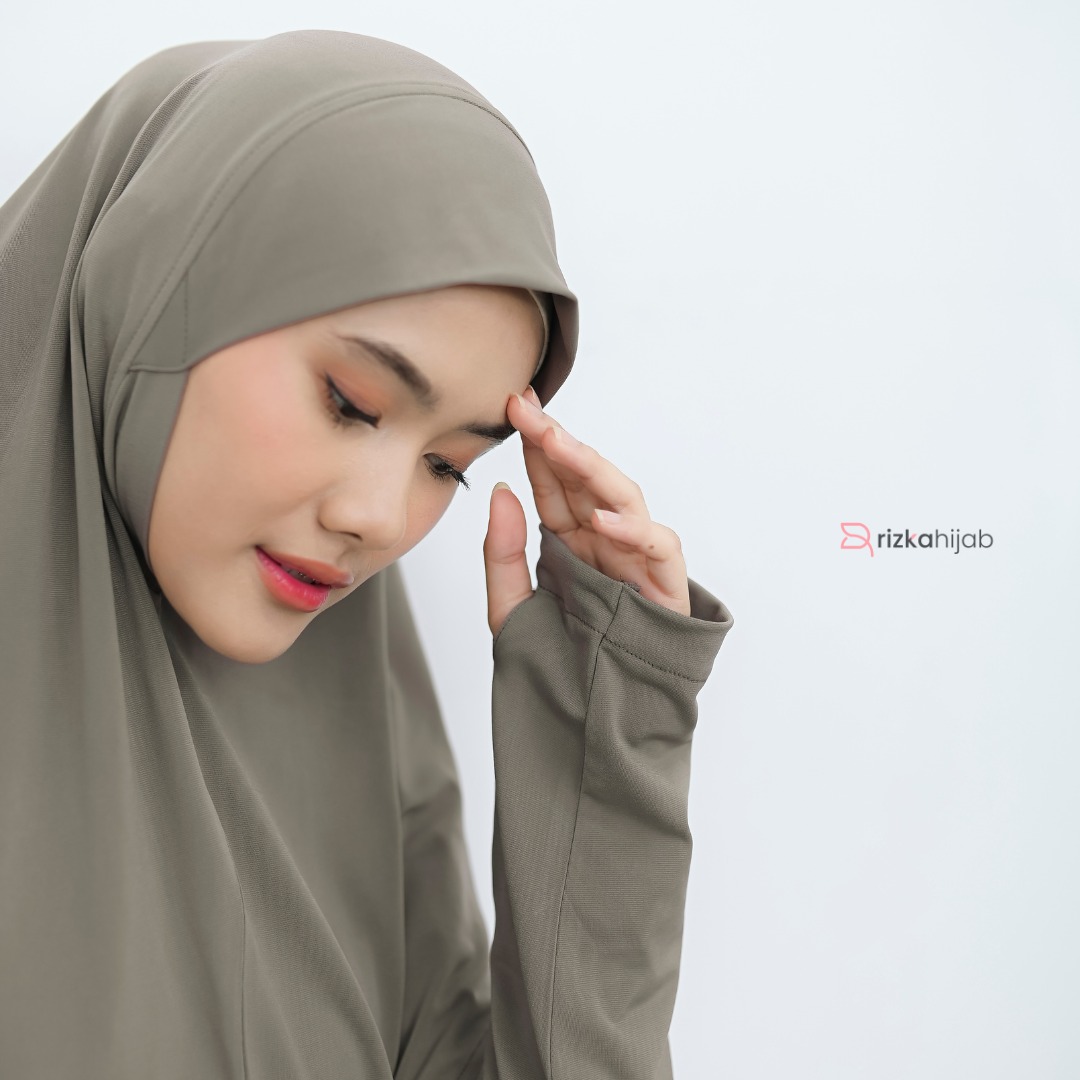 RIZKA HIJAB Raline Abaya Jersey Premium Tebal Set Bergo Gamis Wanita Syari Muslim Arab Umrah Haji