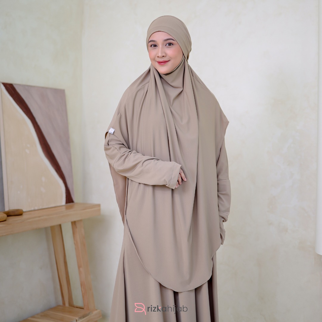 RIZKA HIJAB - Rawda Abaya Jersey Set French Khimar Gamis Syar'i Turkey Arab Umroh Haji Mewah