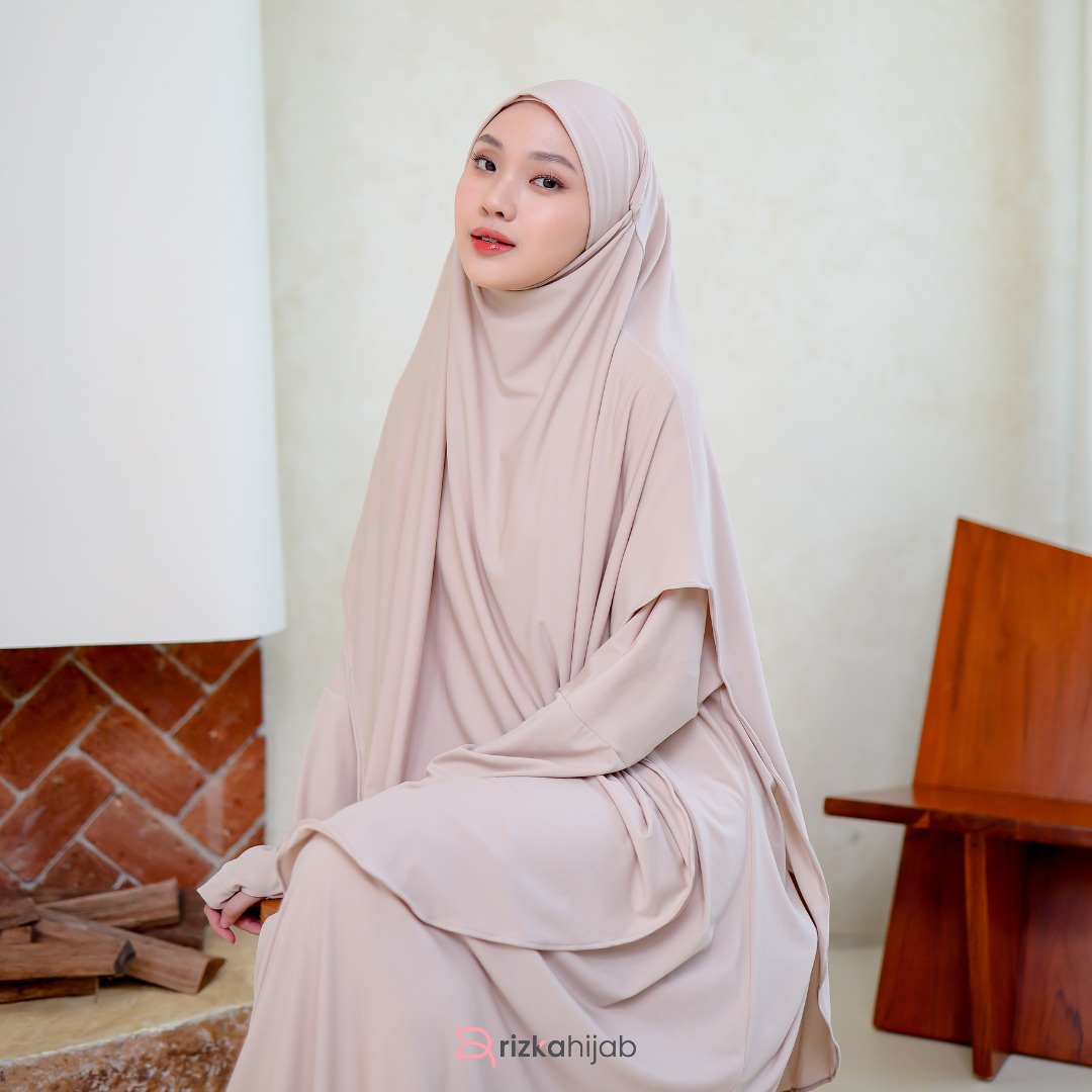 RIZKA HIJAB - Rawda Abaya Jersey Set French Khimar Gamis Syar'i Turkey Arab Umroh Haji Mewah