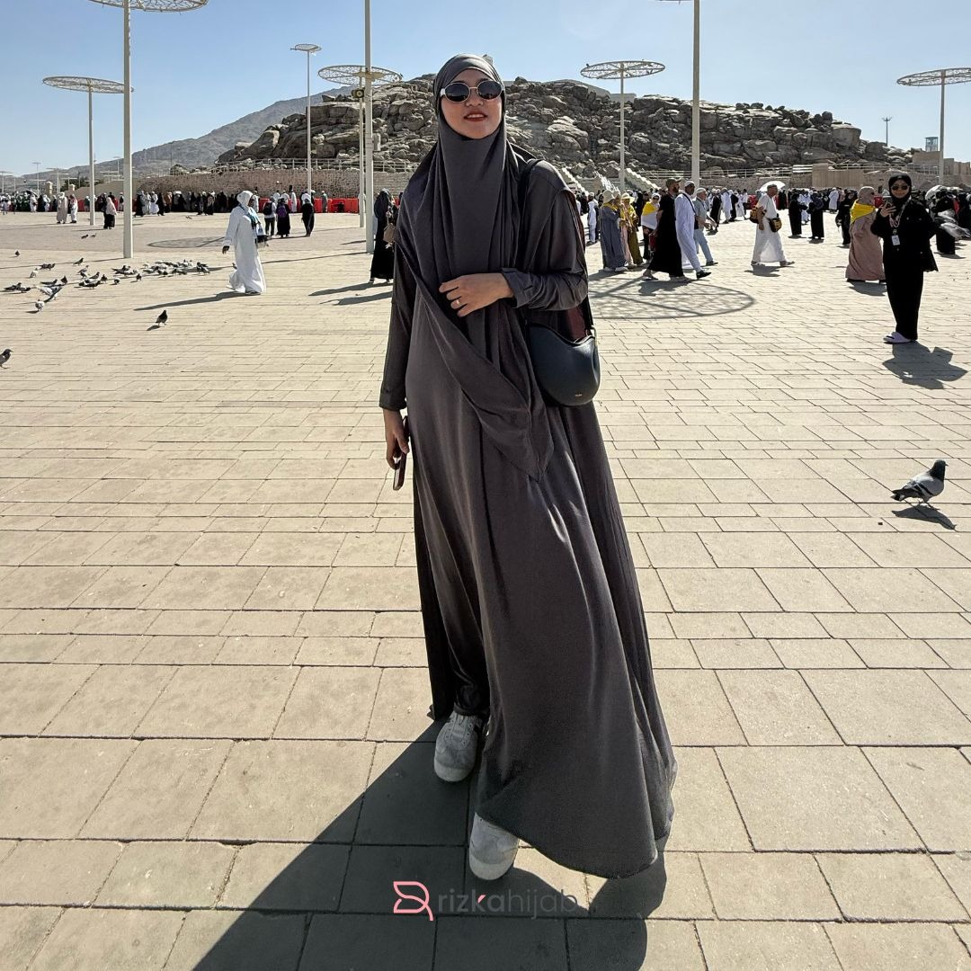 RIZKA HIJAB - Rawda Abaya Jersey Set French Khimar Gamis Syar'i Turkey Arab Umroh Haji Mewah