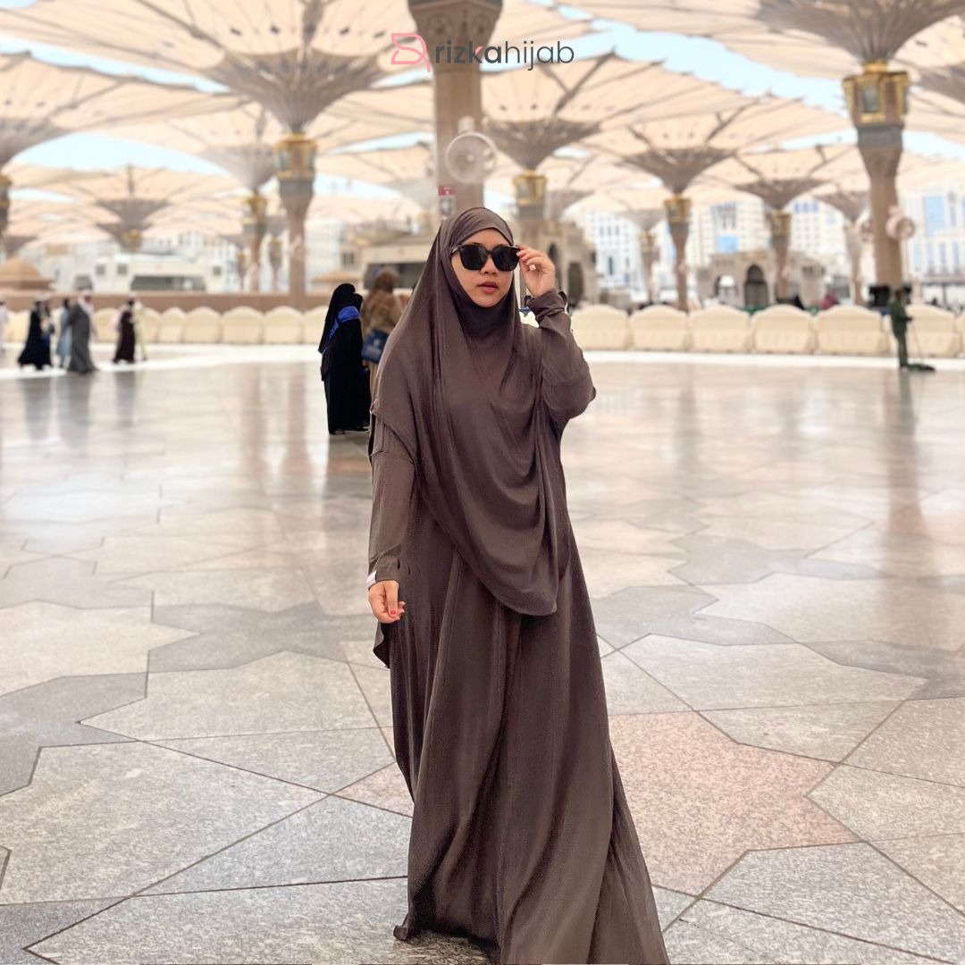 RIZKA HIJAB - Rawda Abaya Jersey Set French Khimar Gamis Syar'i Turkey Arab Umroh Haji Mewah