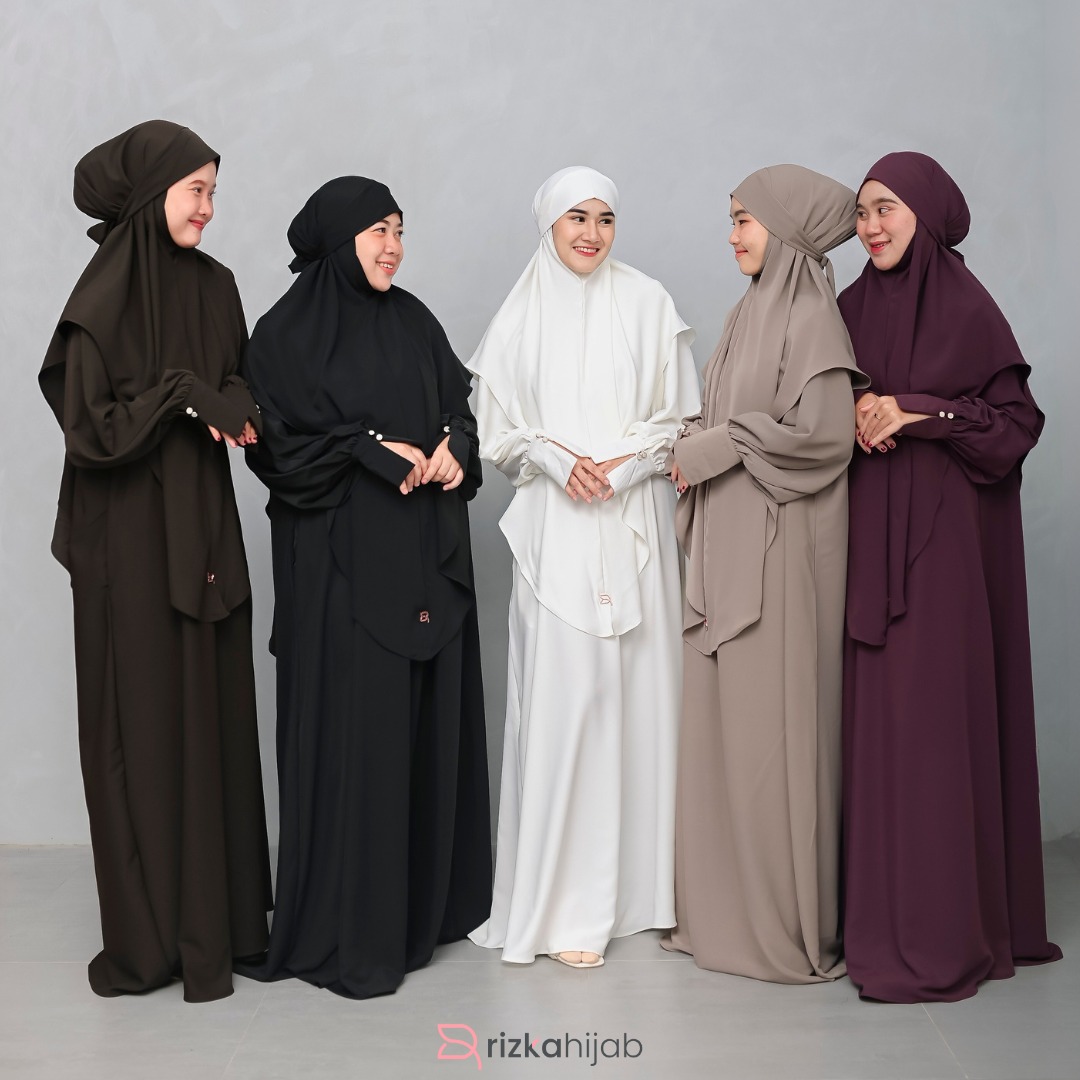 RIZKA HIJAB Jena Abaya Set Khimar Anti UV Khiban Khimar Bandana