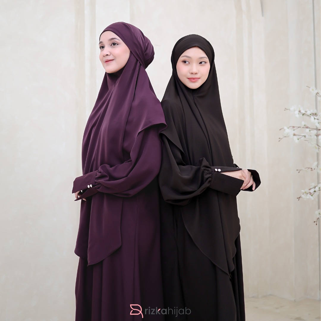 RIZKA HIJAB Jena Abaya Set Khimar Anti UV Khiban Khimar Bandana