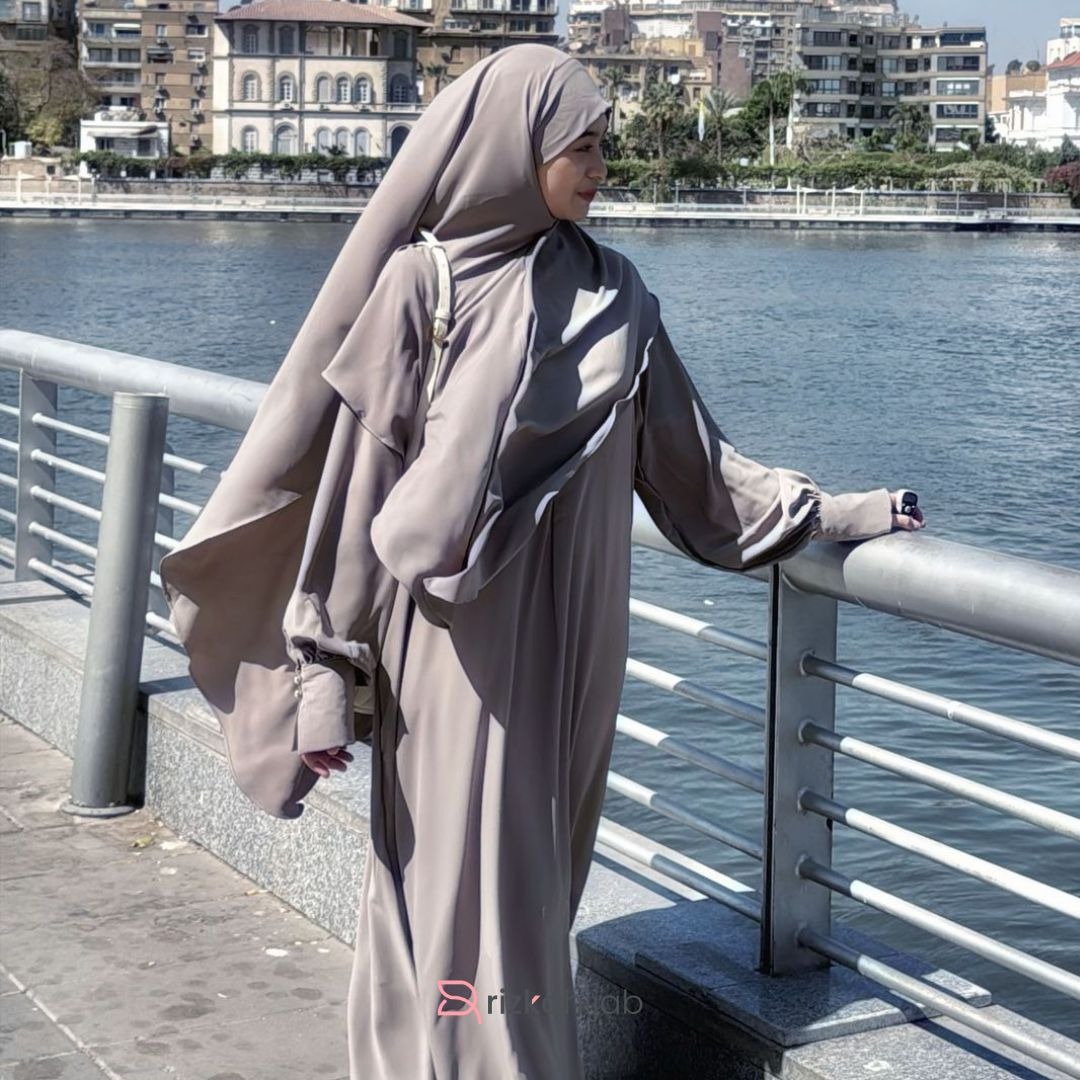 RIZKA HIJAB Jena Abaya Set Khimar Anti UV Khiban Khimar Bandana