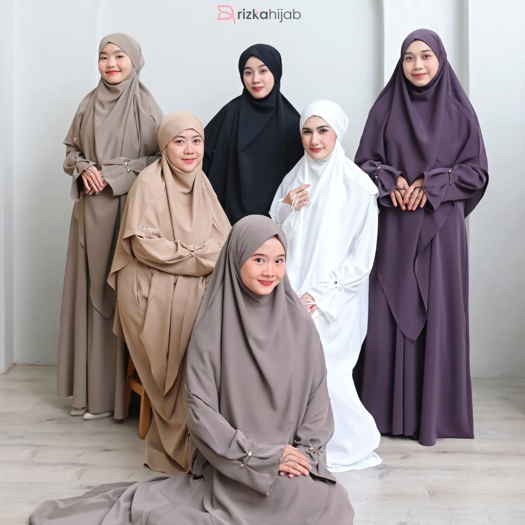 RIZKA HIJAB Saliha Abaya Set French Khimar Gamis Syar'i Turkey Arab Umroh Haji Mewah
