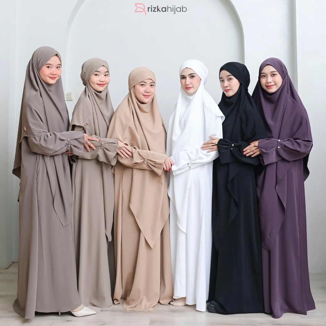 RIZKA HIJAB Saliha Abaya Set French Khimar Gamis Syar'i Turkey Arab Umroh Haji Mewah