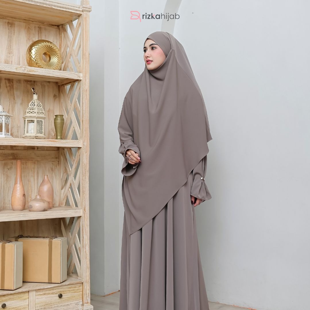 RIZKA HIJAB Saliha Abaya Set French Khimar Gamis Syar'i Turkey Arab Umroh Haji Mewah