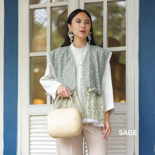 Image of Ethnicmine Jena Vest Outer Kondangan Lace Batik