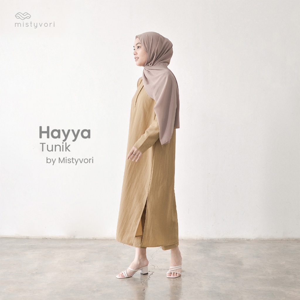 MISTYVORI | Hayya Tunik Oneset Wanita Bahan Linen