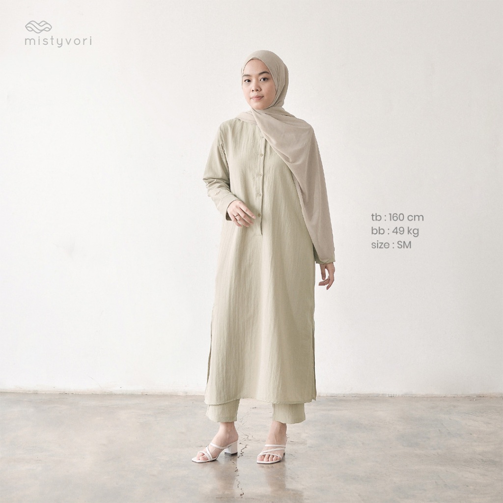 MISTYVORI | Hayya Tunik Oneset Wanita Bahan Linen
