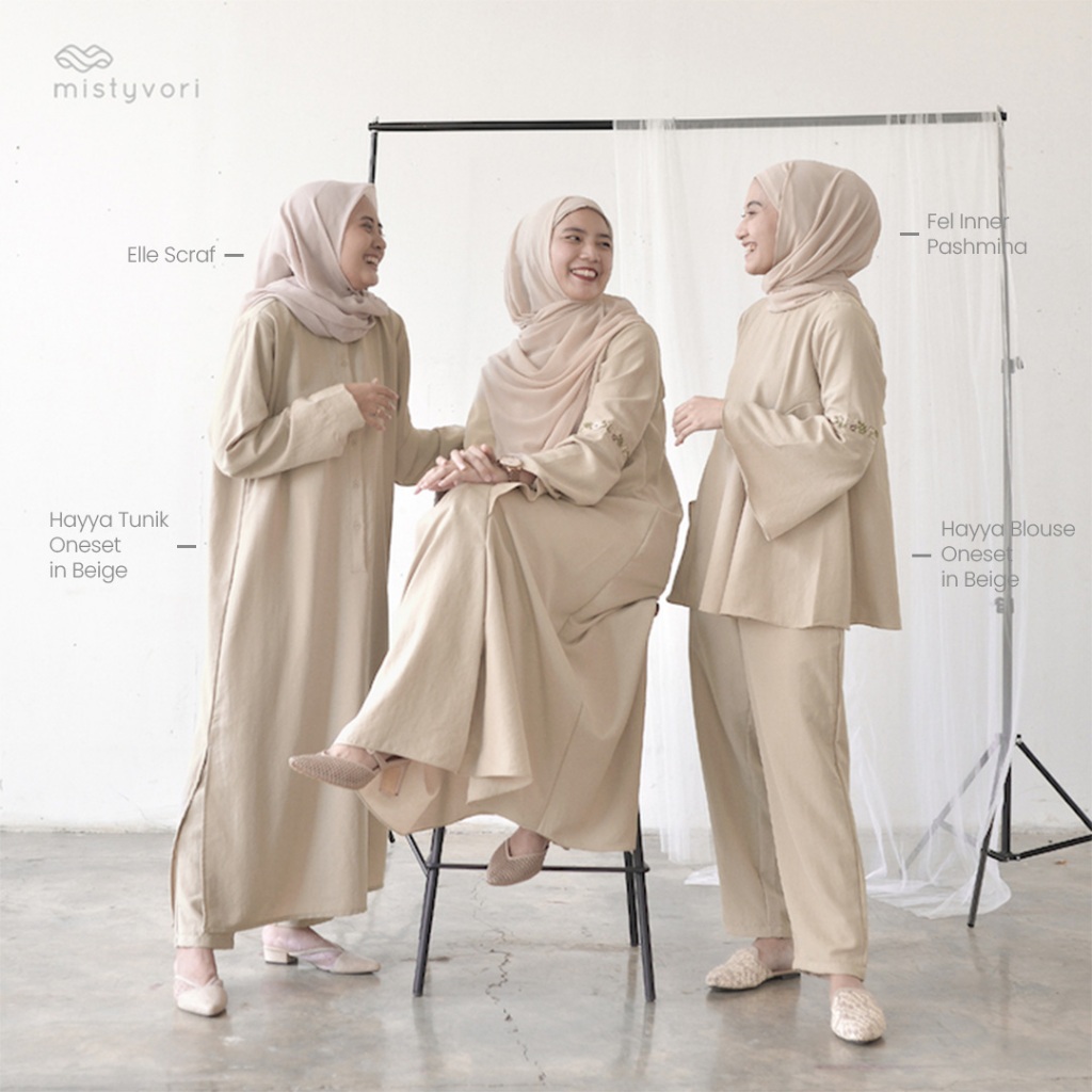 MISTYVORI | Hayya Tunik Oneset Wanita Bahan Linen