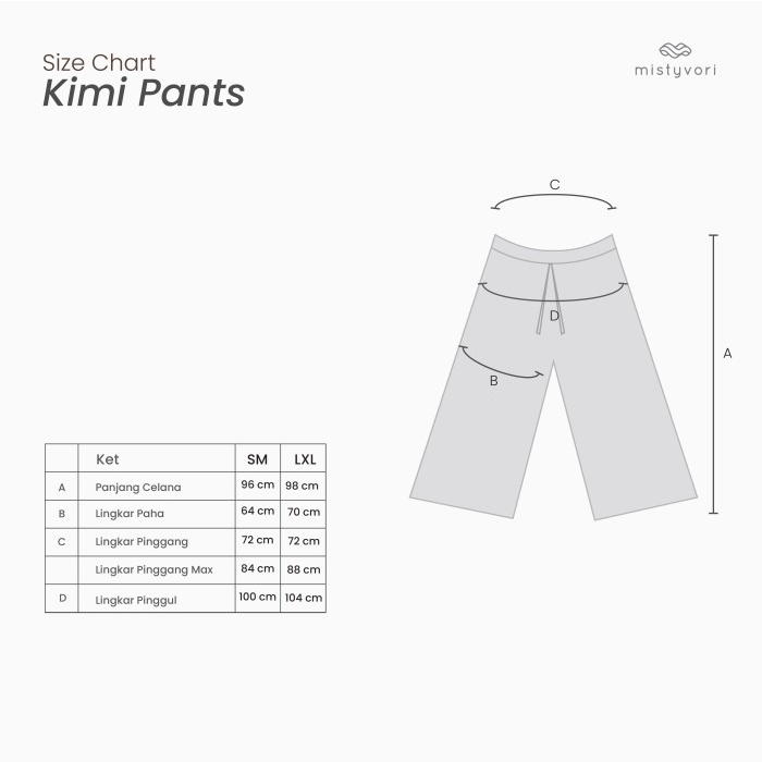 Mistyvori Kimi pants Celana Kulot Wanita Panjang Ribbon Nyaman Brown Salur Karet Melar Bawahan Wolfis