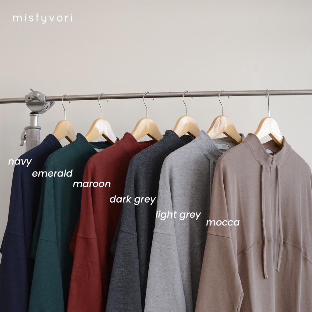 Mistyvori Kara Tunik Bahan Polo Basic Muslim Panjang Oversize Atasan Wanita