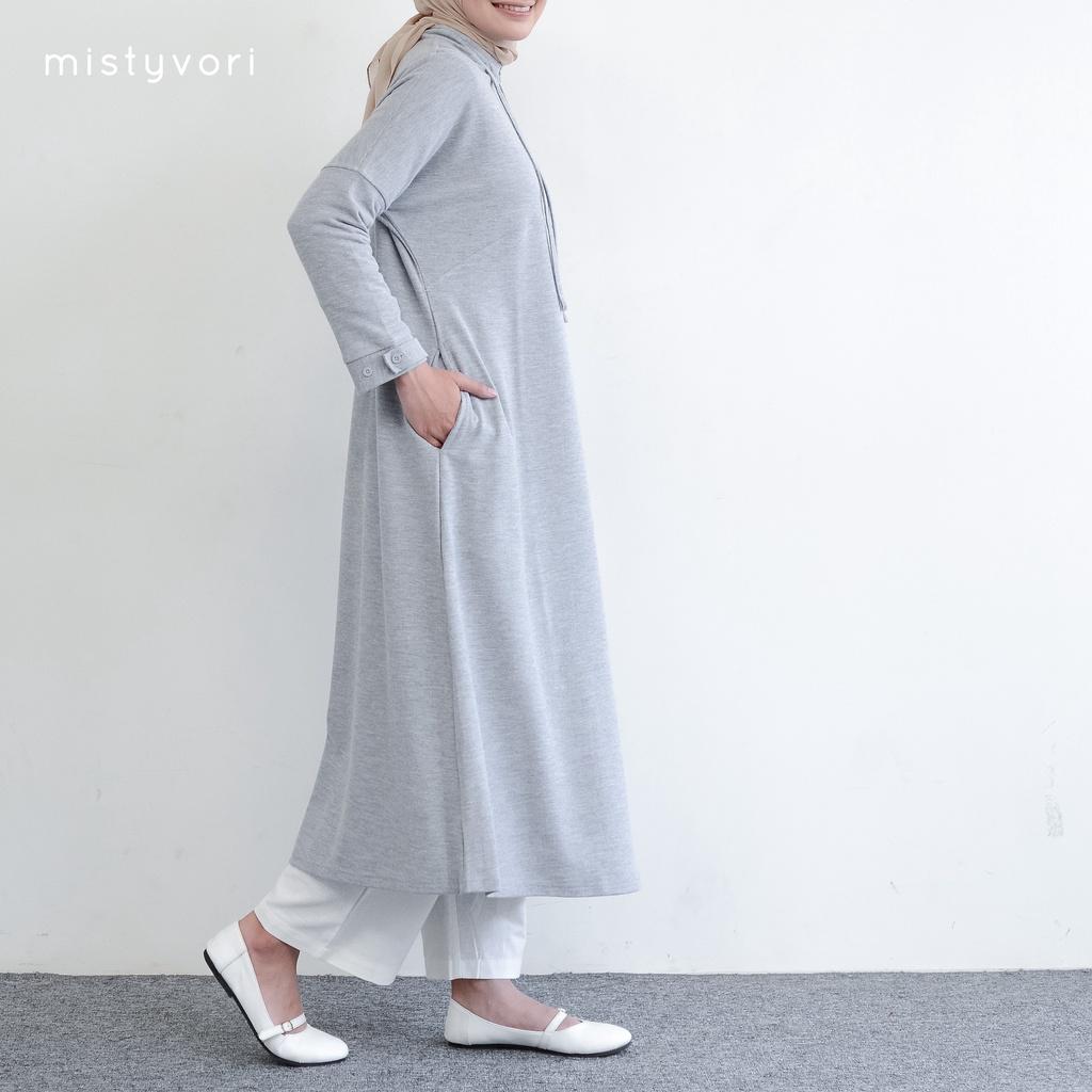 Mistyvori Kara Tunik Bahan Polo Basic Muslim Panjang Oversize Atasan Wanita