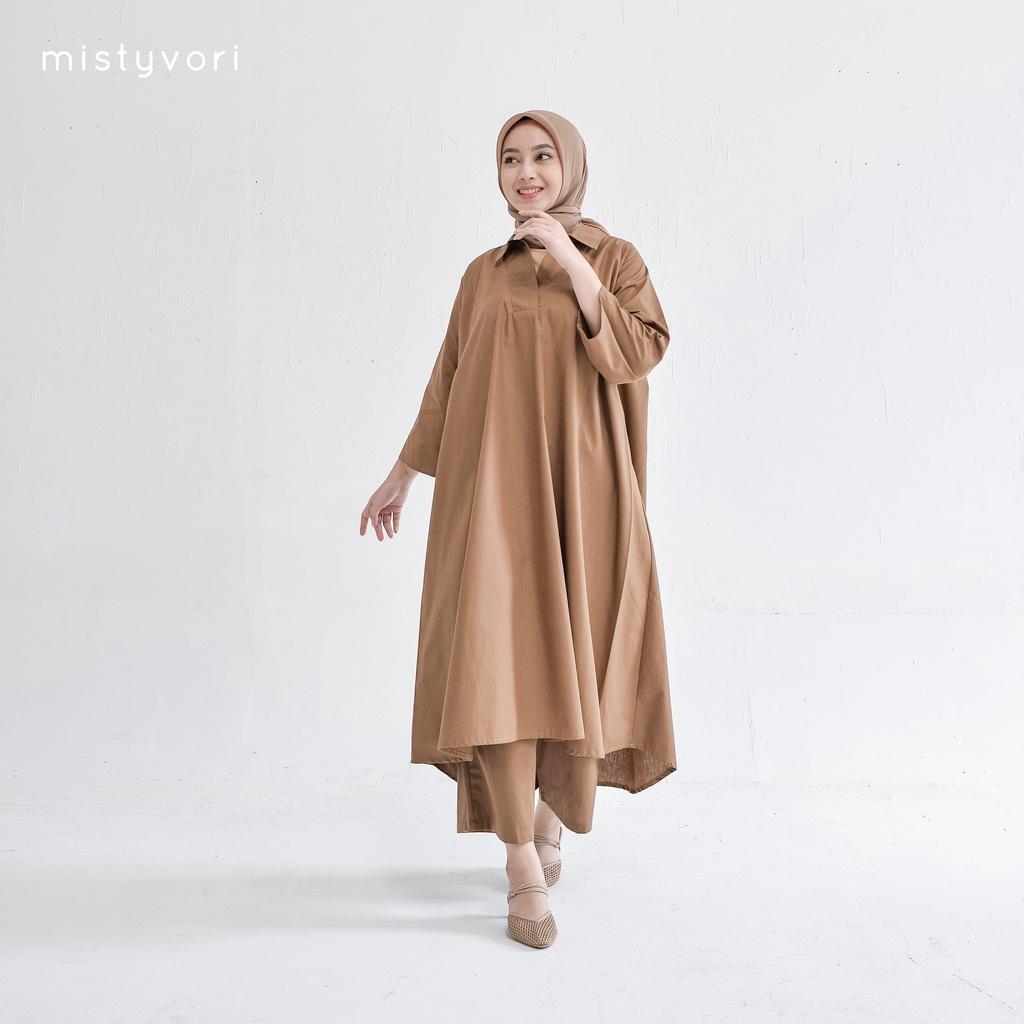 Mistyvori Hera Tunik Vneck Atasan Panjang Wanita Muslim