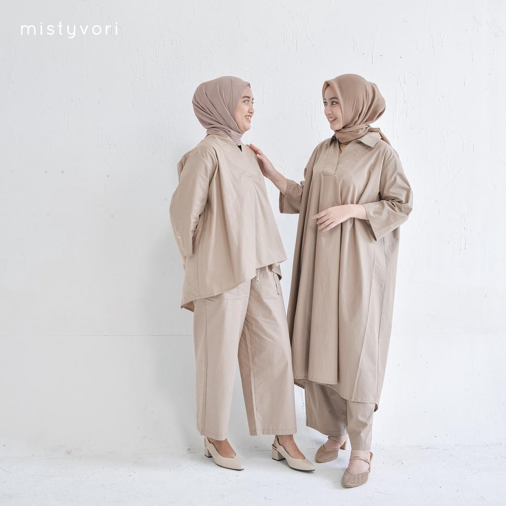 Mistyvori Hera Tunik Vneck Atasan Panjang Wanita Muslim