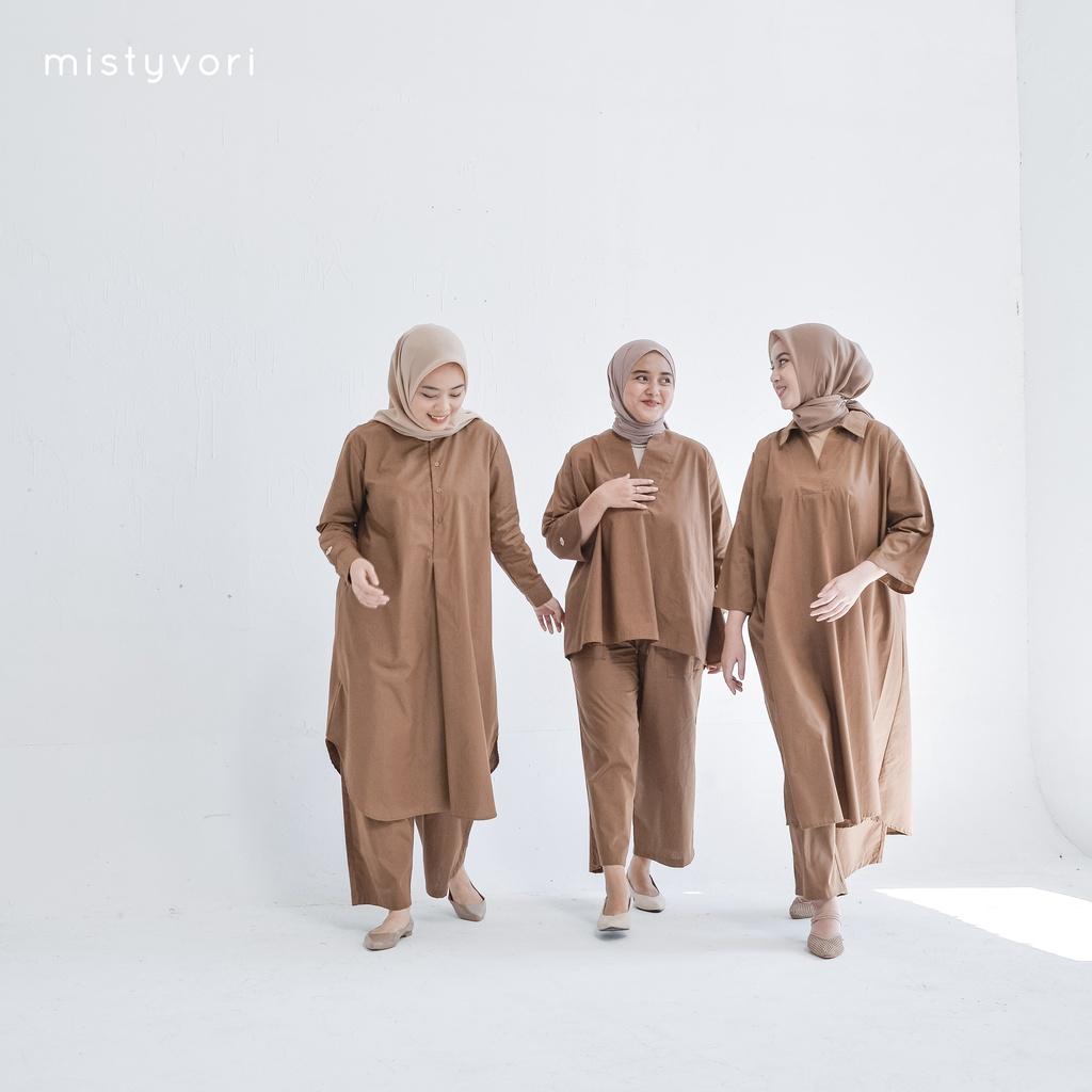 Mistyvori Hera Tunik Vneck Atasan Panjang Wanita Muslim
