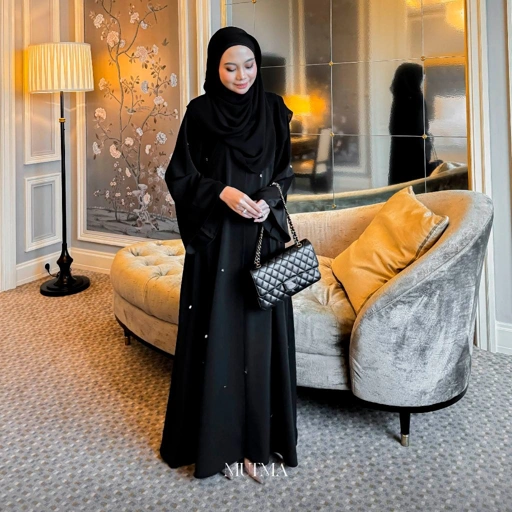 Image of MUTMA-Habibah Abaya OUTER SAJA-Dress Muslim-Haji & Umroh-Woven Seamless-Payet