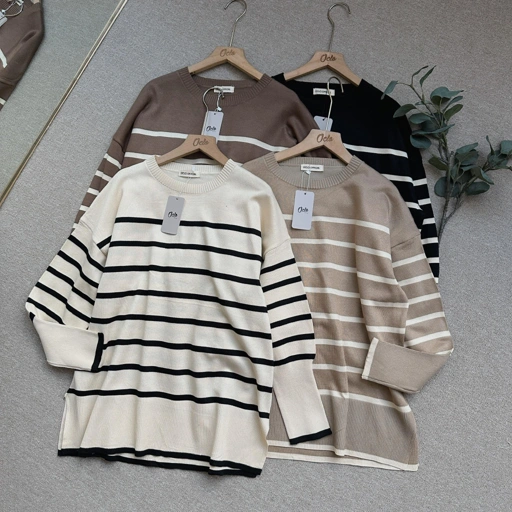 Image of Oclo Stayrin Blouse Knit Stripe Casual Basic Dailywear