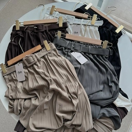 Image of Oclo Fhisera Skirt Plare Pleats Plisket Casual Basic Dailywear