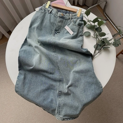 Image of Oclo Zarin Skirt  jeans unfinished casual basic daily wear