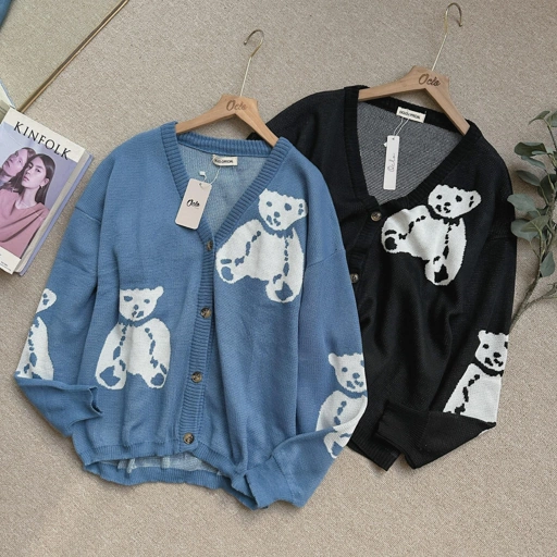 Image of Oclo Emavy Cardi Knit Casual Basic Dailywear