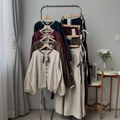 Image of Oclo Arvia Set Skirt Linen Casual Basic Dailywear