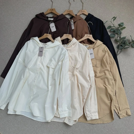 Image of Oclo Estaralia Shirt Hoodie Katun Oversize Kancing Kupluk Premium Basic Casual OCL02732