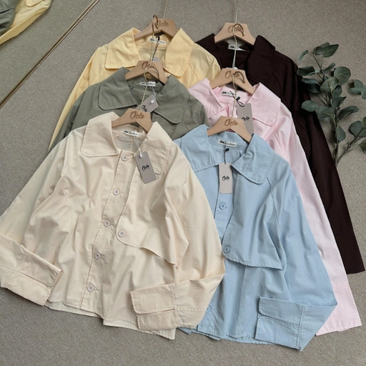 Image of Oclo Novara Shirt Atasan Kemeja Wanita Oversize Lengan Panjang Basic Casual Korean Look OCL01553