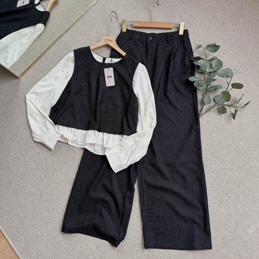 Image of Oclo Moira Set Setelan Wanita Kombinasi Lengan Panjang Outfit Casual Premium OCL01554