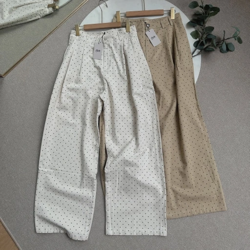 Image of Oclo Ola Jeans Bawahan Celana Wanita Kulot Motif Polka Casual Premium OCL02033