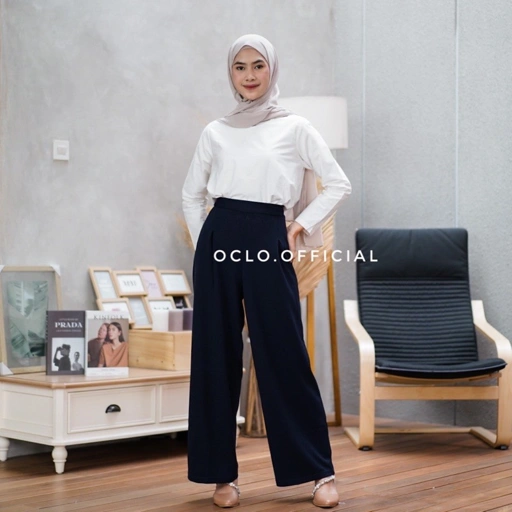 Image of Oclo Fiyada Cullotes Bawahan Wanita Celana Basic Scuba Premium Dailywear OCL01556