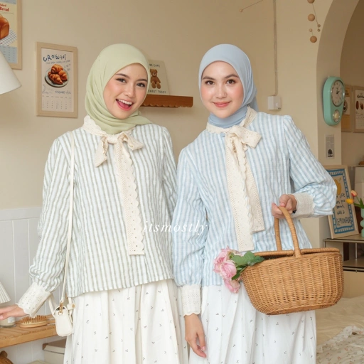 Image of ITSMOSTLY - Lui Shirt (Ribbon Stripe Blouse)