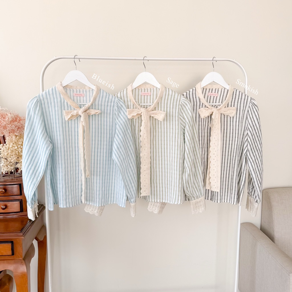 ITSMOSTLY - Lui Shirt (Ribbon Stripe Blouse)