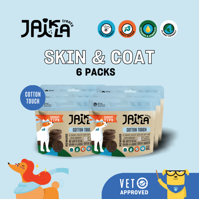 [6 Packs] JAIKLA ขนมสุนัขเพื่อสุขภาพ สูตร COTTON TOUCH บำรุงสุขภาพผิวและขน