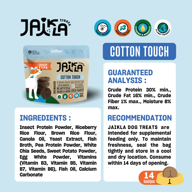 [6 Packs] JAIKLA ขนมสุนัขเพื่อสุขภาพ สูตร COTTON TOUCH บำรุงสุขภาพผิวและขน