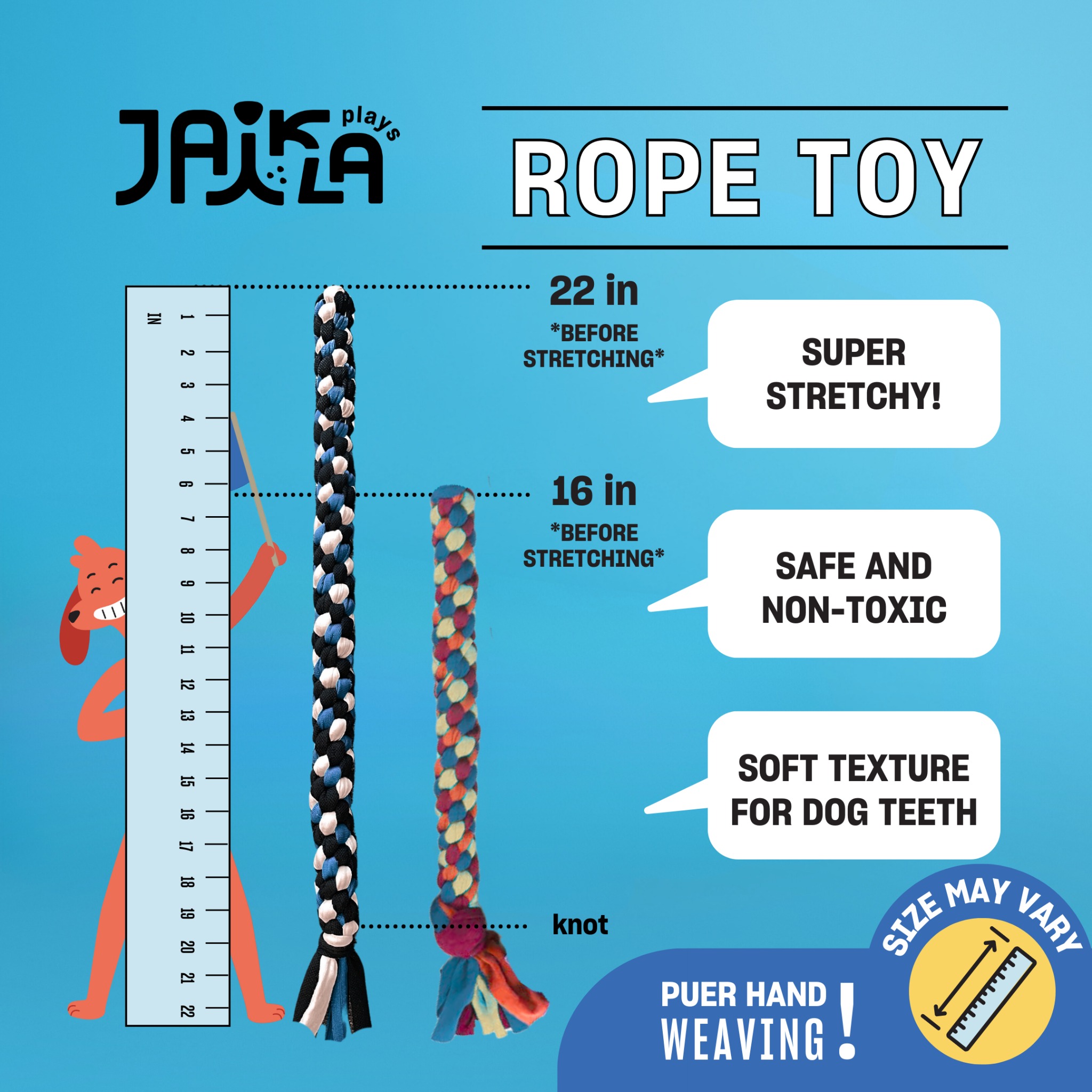 JAIKLA Rope Dog Toy  เชือกถักของเล่นสุนัข แข็งแรง กัดมัน สนุกเพลิน