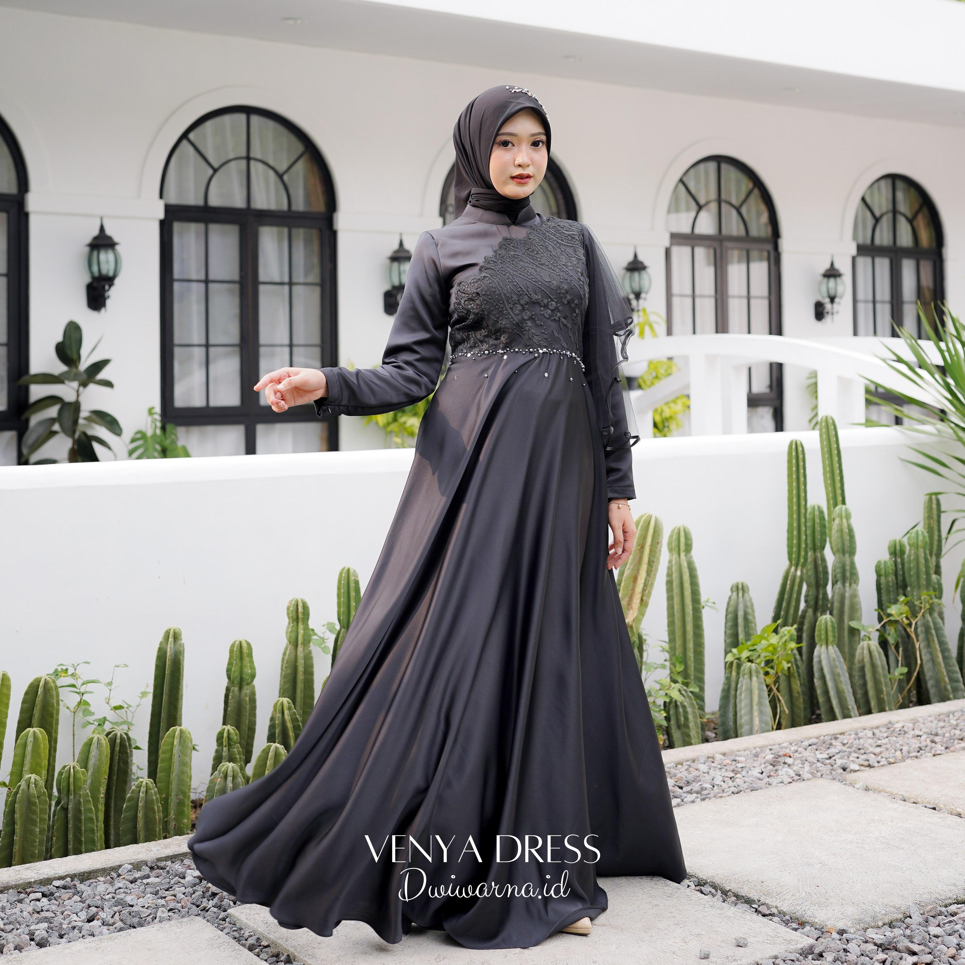 Venya Dress Kondangan Brukat Tile Mutiara Ekonomis by Dwiwarna Brokat Cantik