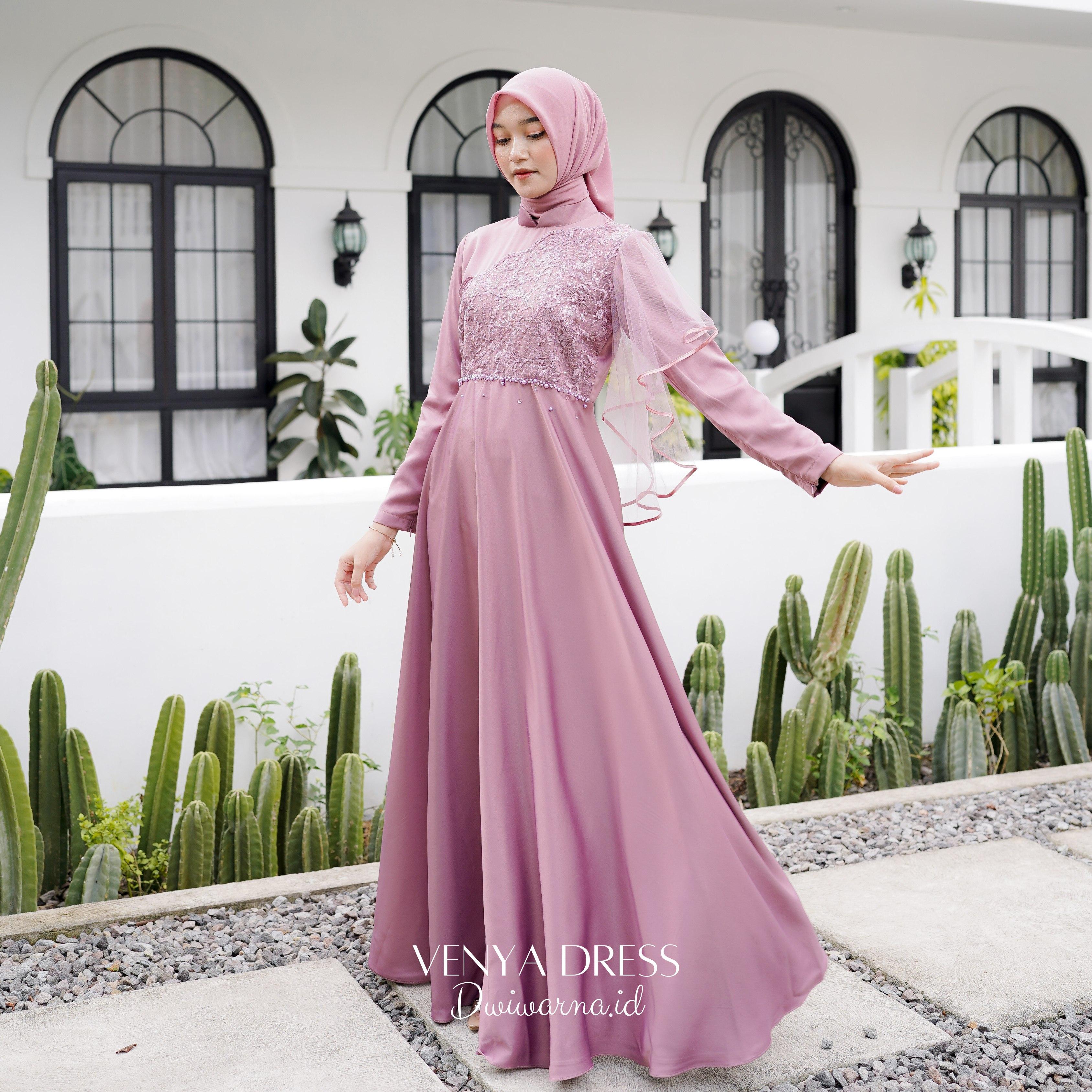 Venya Dress Kondangan Brukat Tile Mutiara Ekonomis by Dwiwarna Brokat Cantik