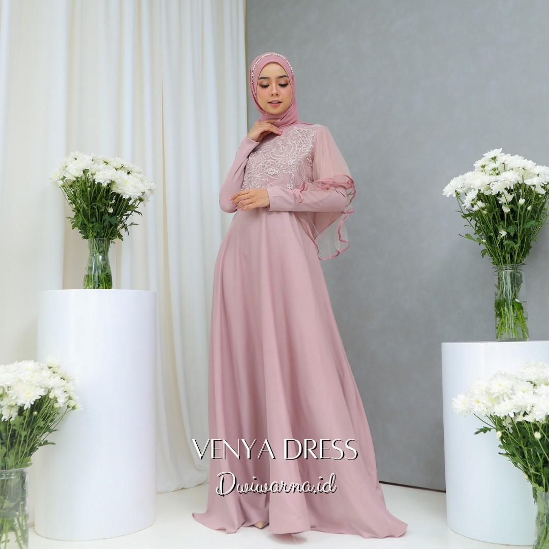 Venya Dress Kondangan Brukat Tile Mutiara Ekonomis by Dwiwarna Brokat Cantik