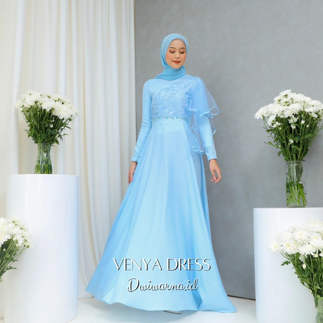 Venya Dress Kondangan Brukat Tile Mutiara Ekonomis by Dwiwarna Brokat Cantik