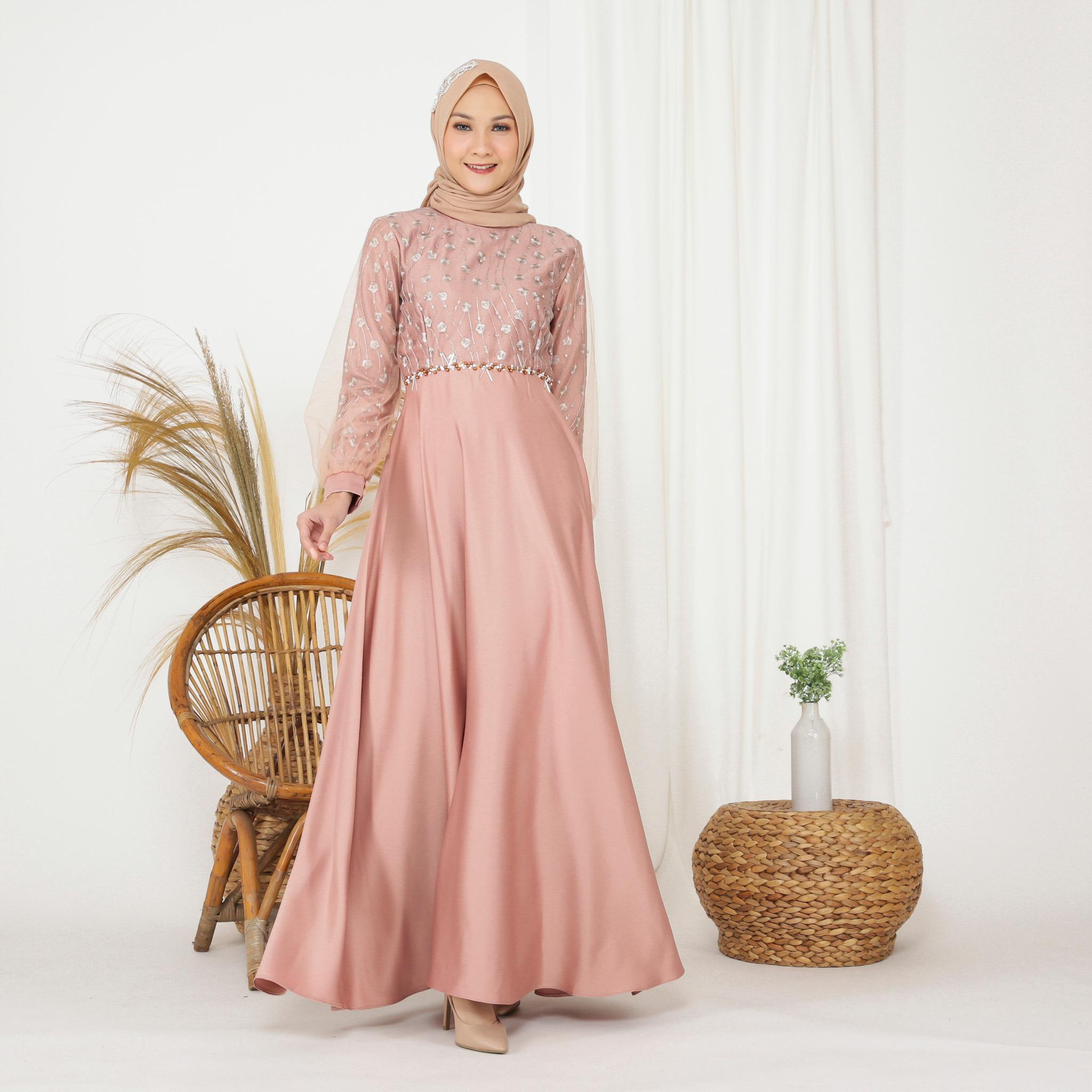 Alika dress Satin Premium Kombinasi Brukat payet mutiara