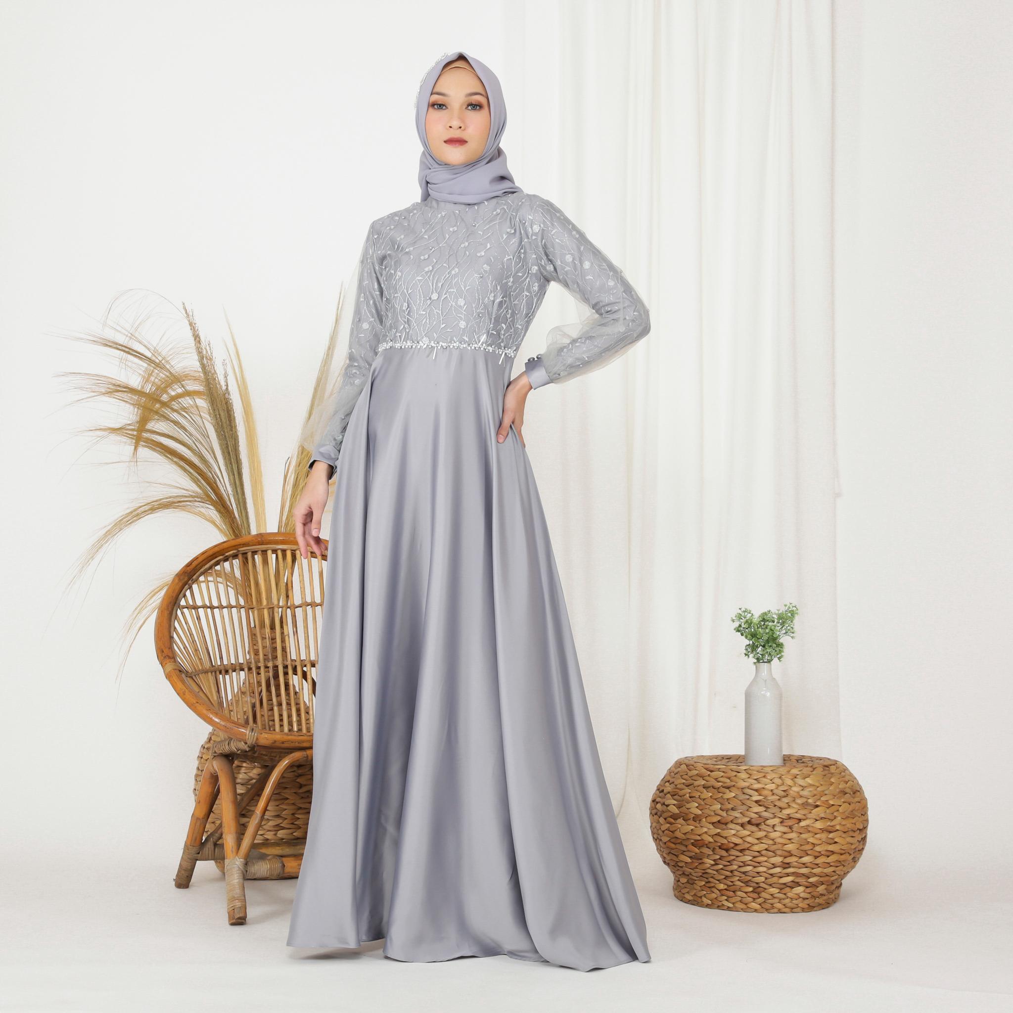 Alika dress Satin Premium Kombinasi Brukat payet mutiara